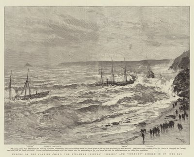 Wracks an der Küste von Cornwall, die Dampfer Cintra, Bessie und Vulture gestrandet in der St Ives Bay von Joseph Nash